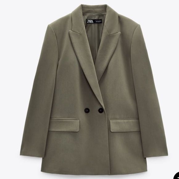 Zara Oversized Blazer Khaki Green L NWT - Picture 2 of 6